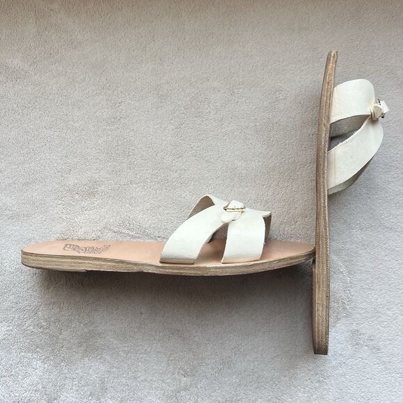 Ancient Greek Sandals Anna Cream Leather Flat Sandal Women EU 41 US 10 Casual - Picture 16 of 16